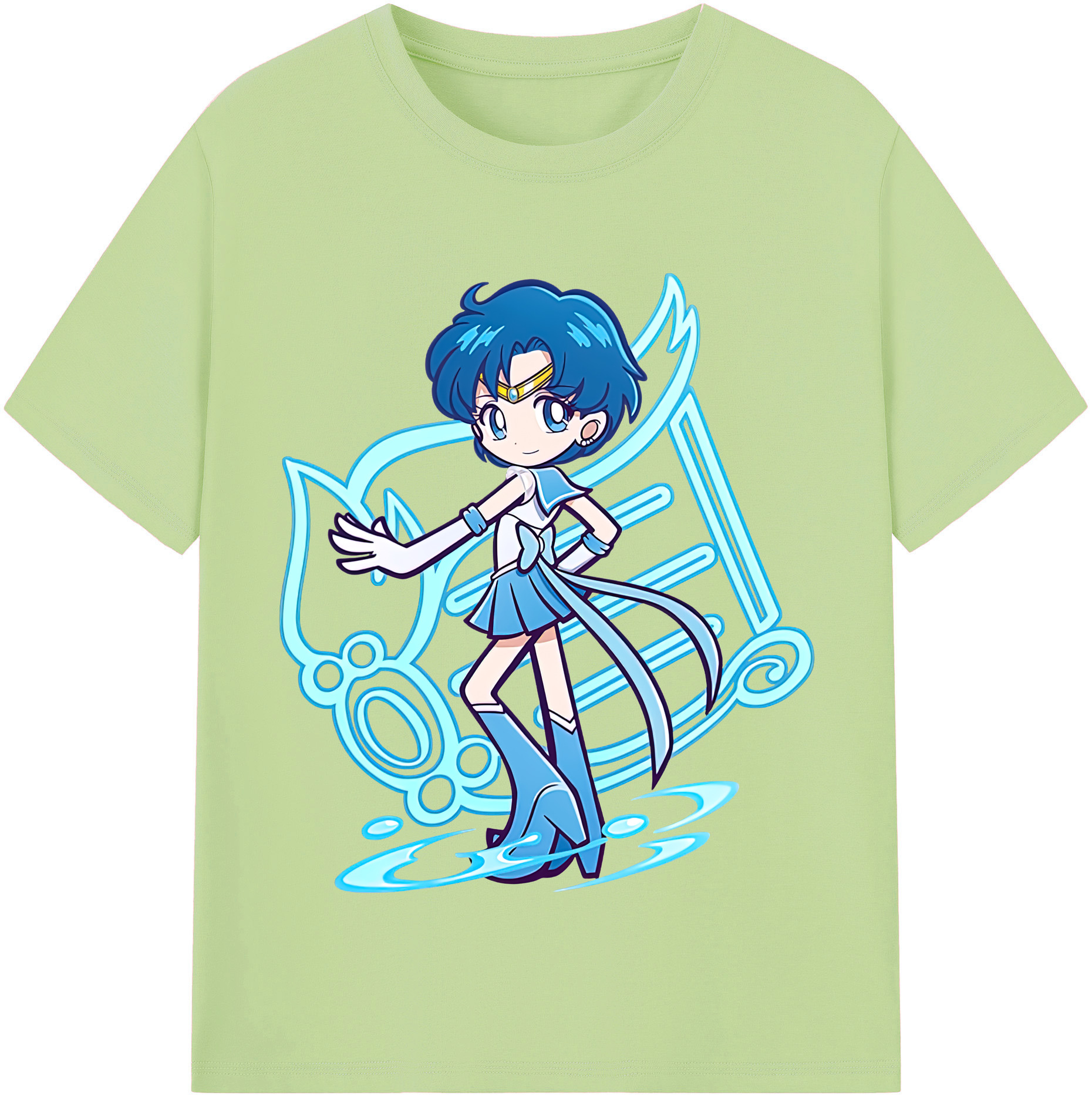 （画像用） 美少女戦士セーラームーン 水野 亜美 みずの あみ Sailor Moon Mizuno Ami 綿100％半袖Tシャツ（フロントプリント）